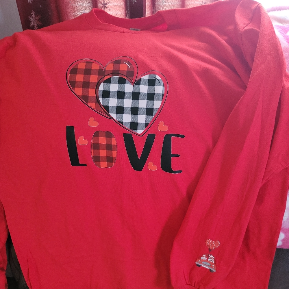Large red long sleeve Valentine's Day shirt